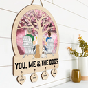 Gift For Couples, Gift For Husband, Gift For Wife, Gift For Boyfriend, Gift For Girlfriend, Dog Lovers, Pet Lovers, Dog Mom, Dog Couple, Dog Dad, Pet Dad, Pet Mom, Pet Couple - Four Seasons You, Me And The Dog - Personalized Custom Shaped Wood Sign With Wooden Tags