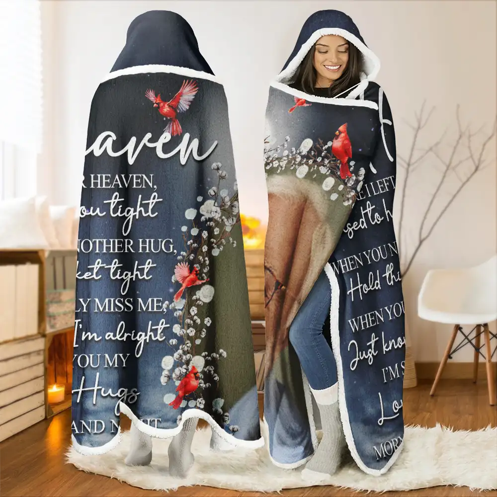 Memorial,Custom Photo,Sad - Custom Photo I'm Sending You My Love And Hugs - Personalized Wearable Hooded Blanket