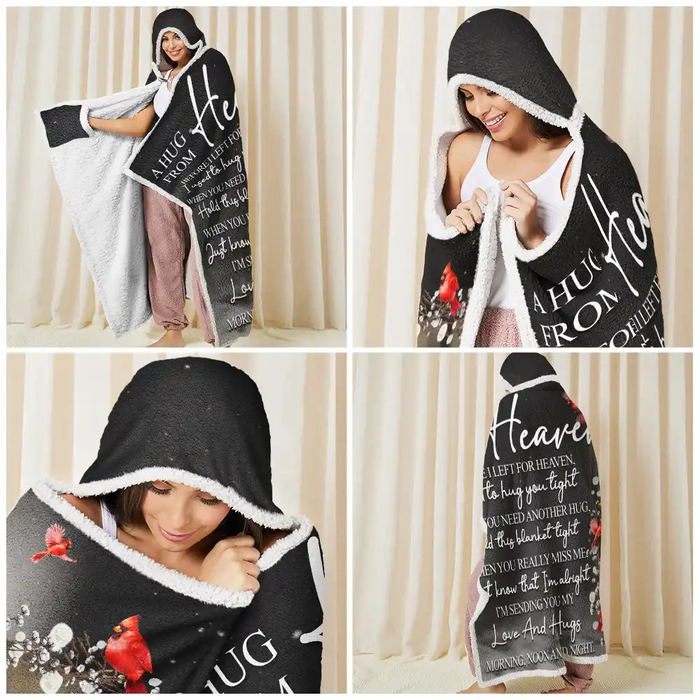 Memorial,Custom Photo,Sad - Custom Photo I'm Sending You My Love And Hugs - Personalized Wearable Hooded Blanket