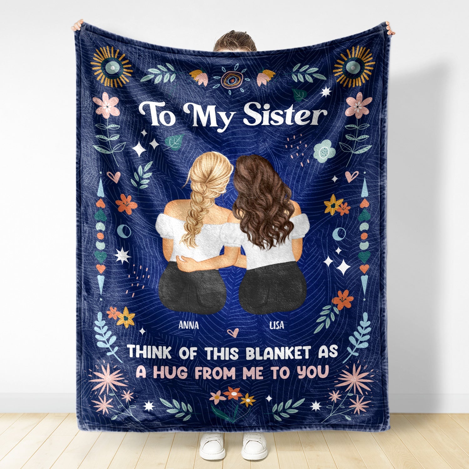 Think Of This Blanket - Gift For Sisters - Personalized Fleece Blanket