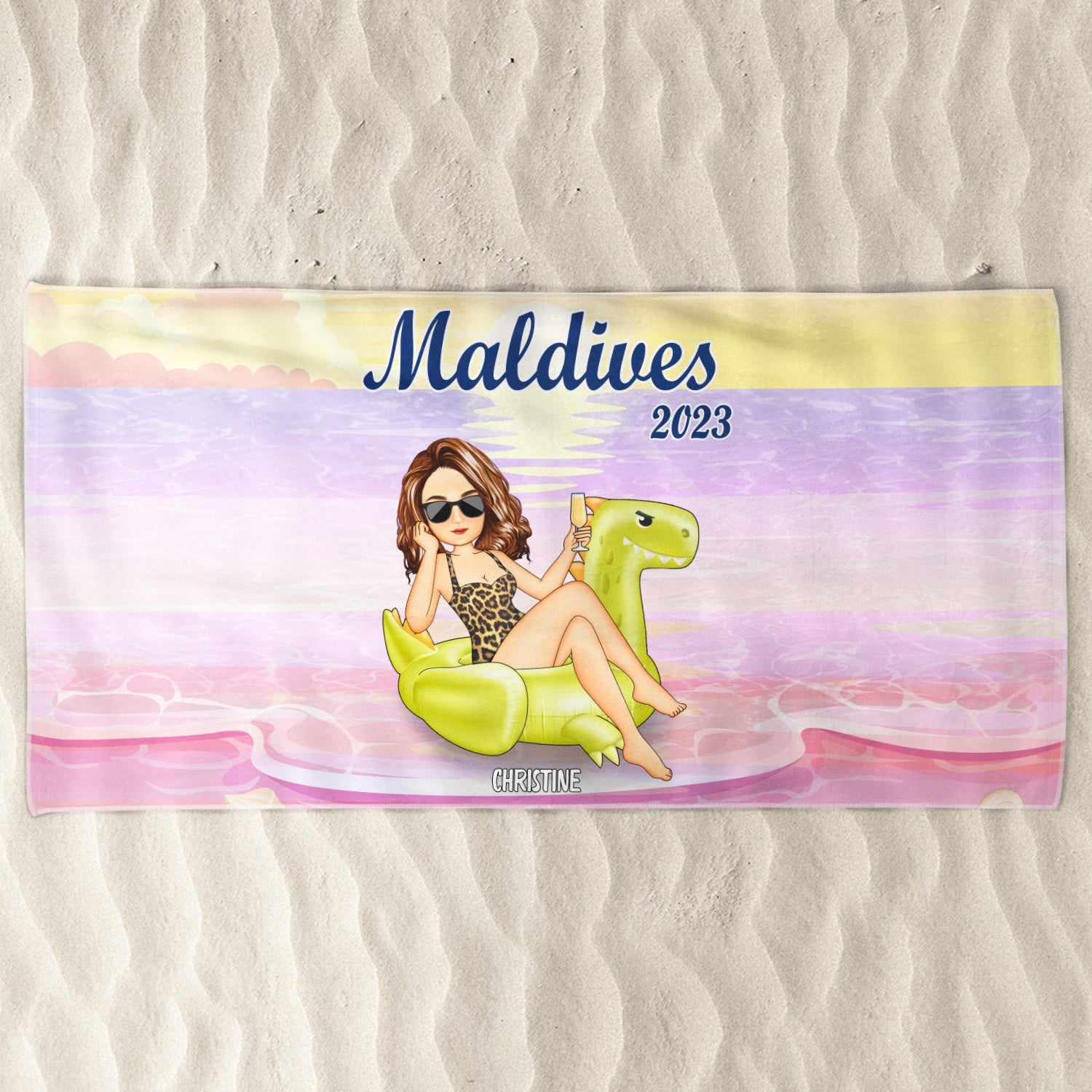 Beach Bestie Flamingo Girl - Gift For Bestie, Gift For Women - Personalized Beach Towel