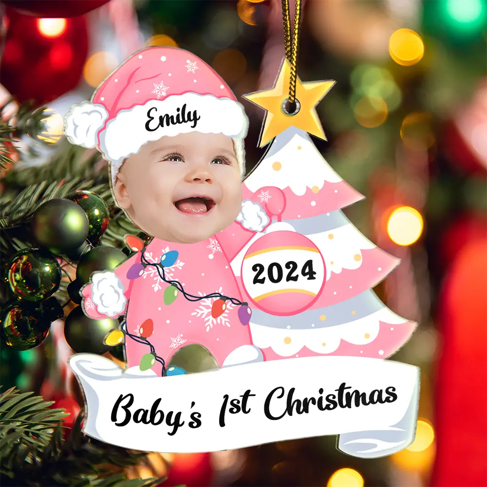 Custom Photo Baby First Christmas - Personalized Cutout Acrylic Ornament