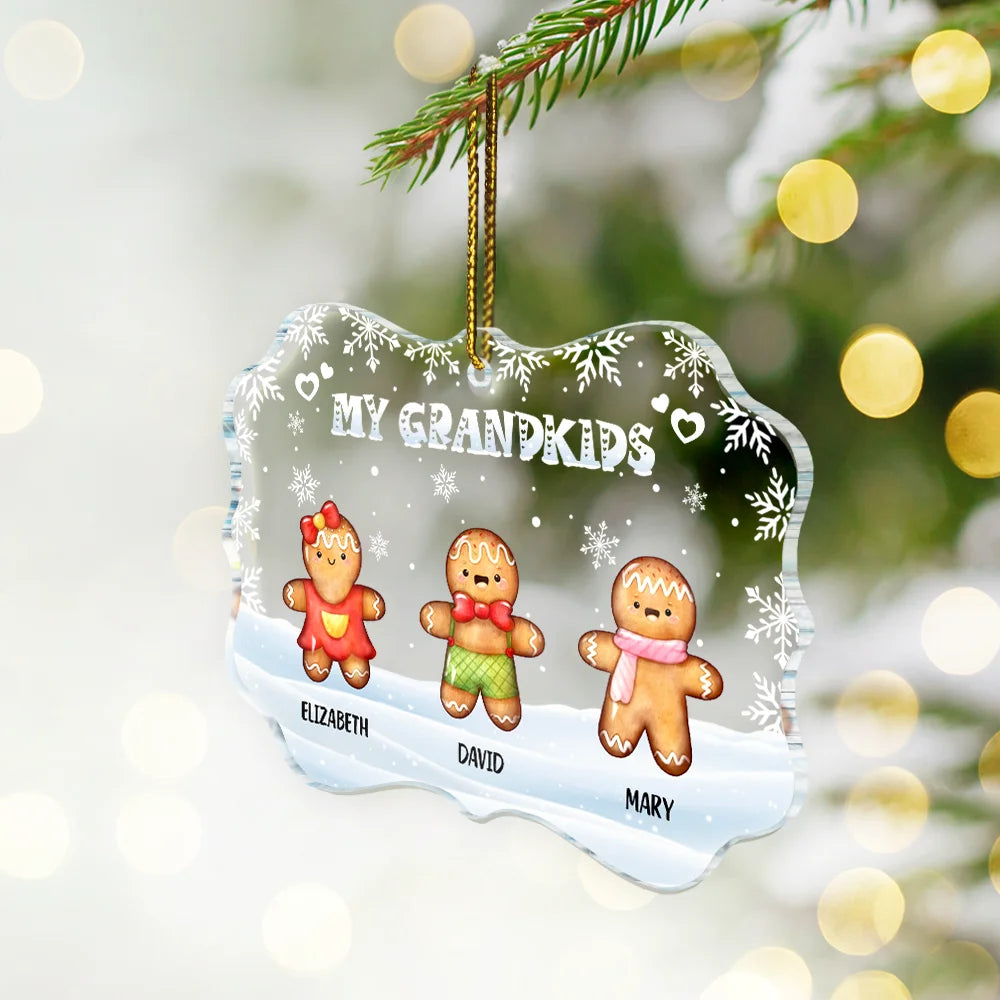 Gift For Grandparents - Our Grandkids Gingerbread - Personalized Custom Shaped Acrylic Ornament