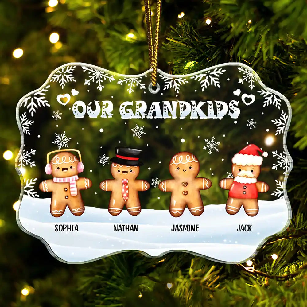 Gift For Grandparents - Our Grandkids Gingerbread - Personalized Custom Shaped Acrylic Ornament