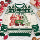 Gift For Couples - You, Me And The Cats - Personalized Unisex Ugly Sweater