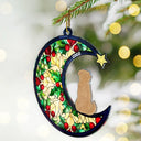 Dog Lovers,Cat Lovers,Pet Lovers - Christmas Memorial Dog Cat Sitting On The Moon - Personalized Cutout Acrylic Ornament