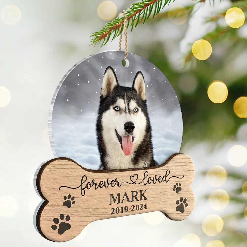 Pet Lovers - Christmas Custom Photo Memorial Forever Loved - Personalized 2-Layered Mix Ornament