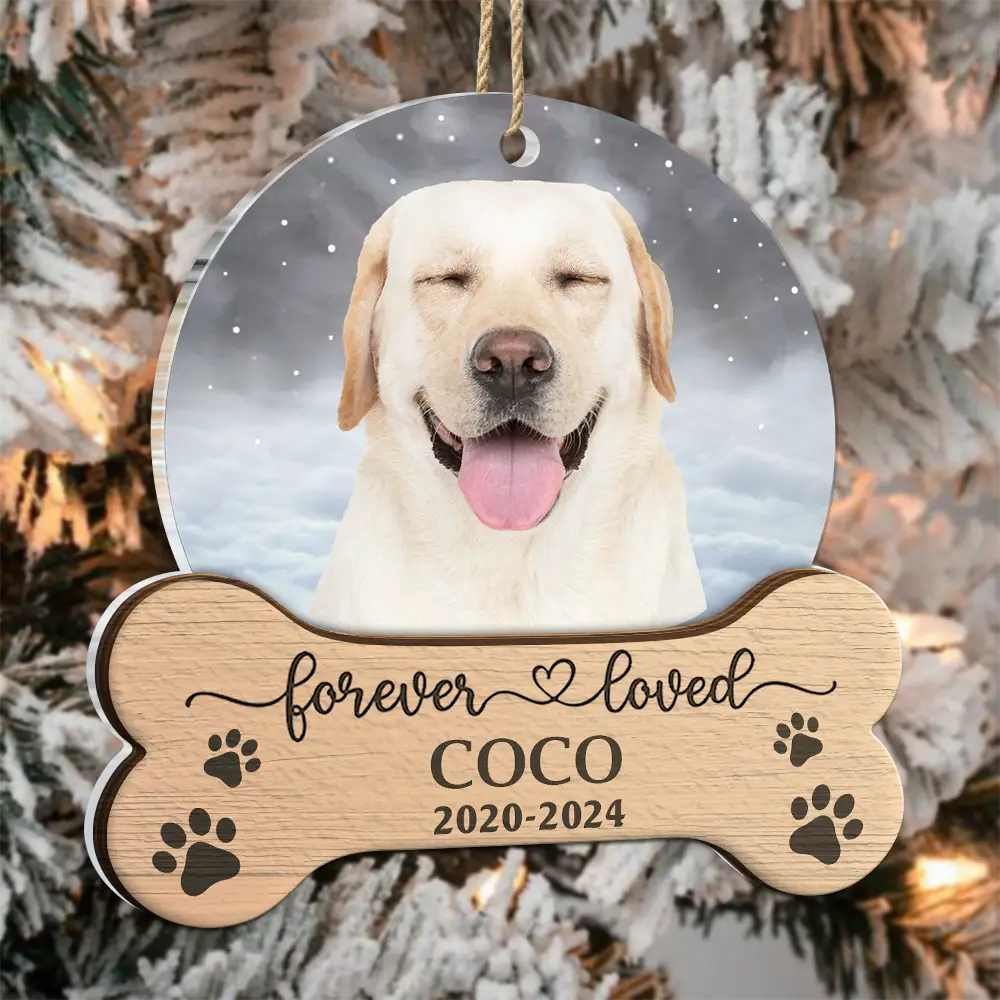 Pet Lovers - Christmas Custom Photo Memorial Forever Loved - Personalized 2-Layered Mix Ornament