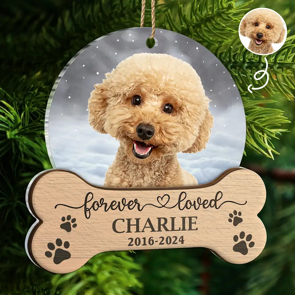 Pet Lovers - Christmas Custom Photo Memorial Forever Loved - Personalized 2-Layered Mix Ornament