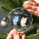 Gift For Bestie, Gift For Sisters - Besties Sisters Forever Butterfly - Personalized Circle Glass Ornament