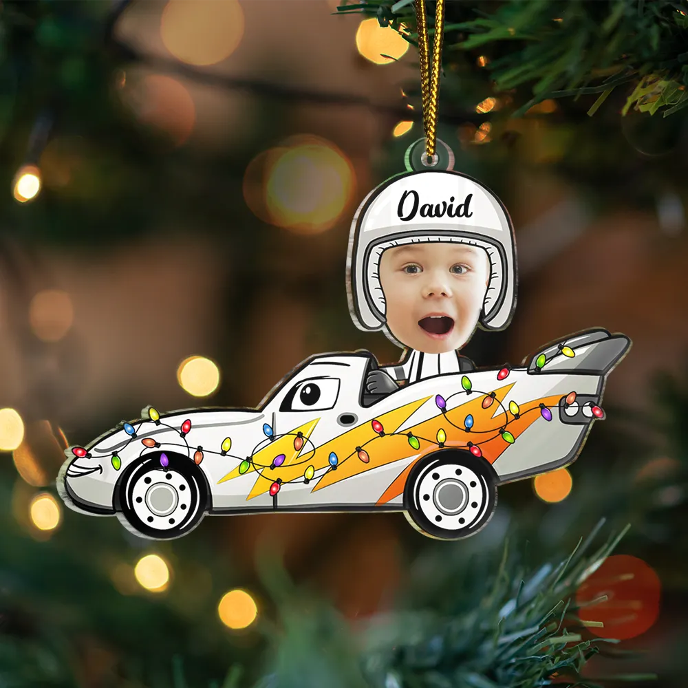 Custom Photo Kids Face Car Toy - Personalized Cutout Acrylic Ornament