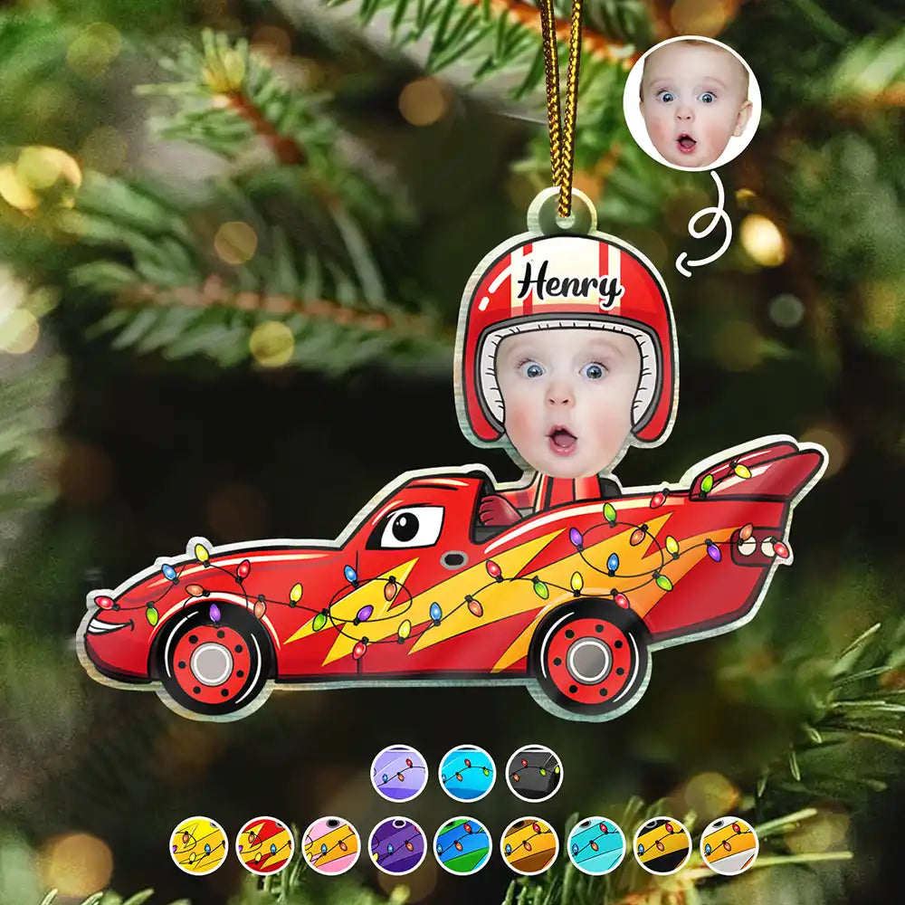 Custom Photo Kids Face Car Toy - Personalized Cutout Acrylic Ornament