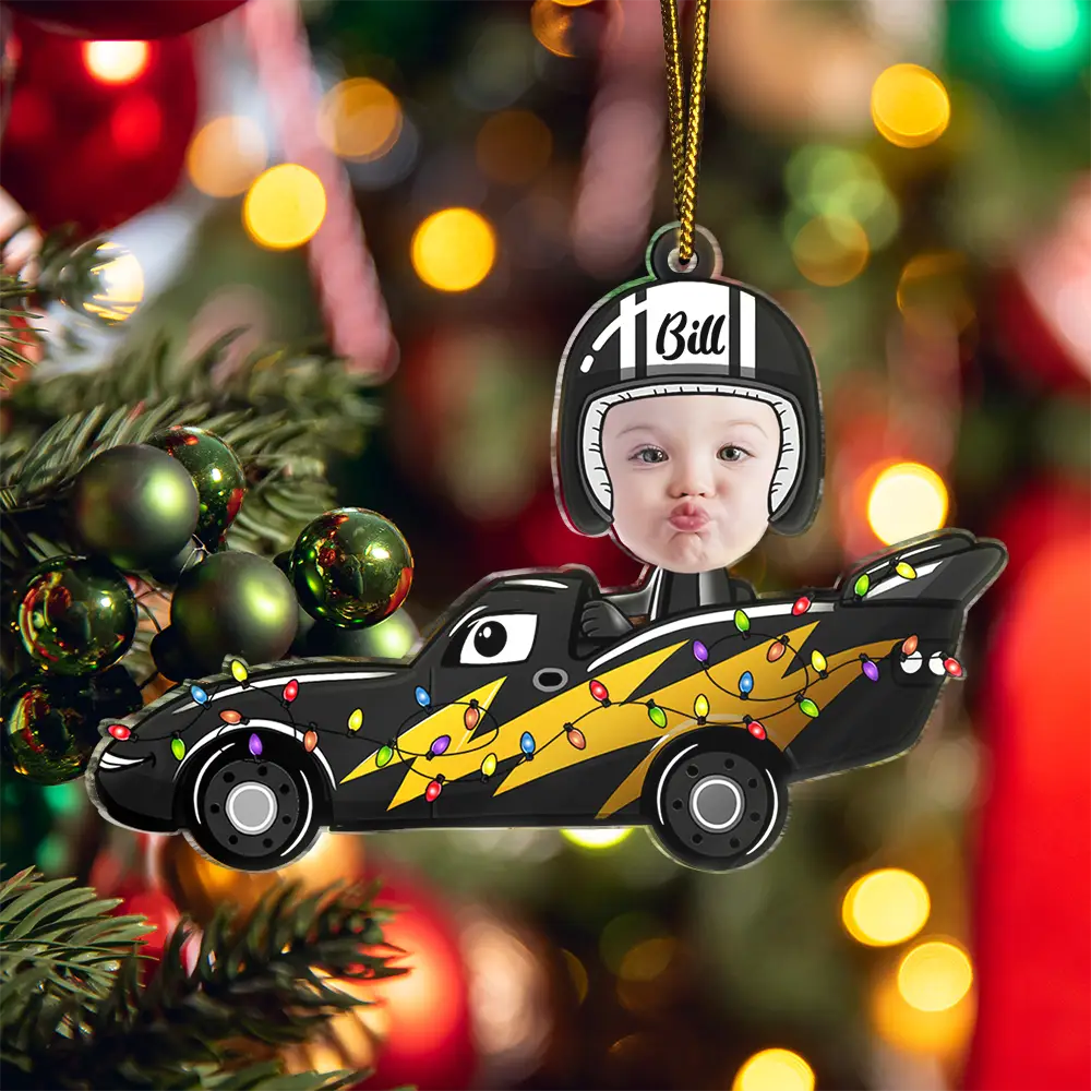 Custom Photo Kids Face Car Toy - Personalized Cutout Acrylic Ornament