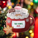 Family - Hot Cocoa Marshmallow Family - Personalized Cutout Acrylic Ornament