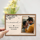 Engaged,Married ,Gift For Wife,Gift For Couples,Gift For Husband,Love - Custom Photo Engaged Married Couple - Personalized 2-Layered Wooden Plaque With Stand