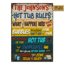 Hot Tub Rules What Happens Here Custom Classic Metal Signs, Hot Tub Decorating Ideas