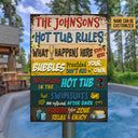 Hot Tub Rules What Happens Here Custom Classic Metal Signs, Hot Tub Decorating Ideas