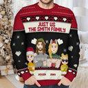 Christmas Just Us Family Flat Art - Personalized Unisex Ugly Sweater