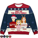 Christmas Just Us Family Flat Art - Personalized Unisex Ugly Sweater