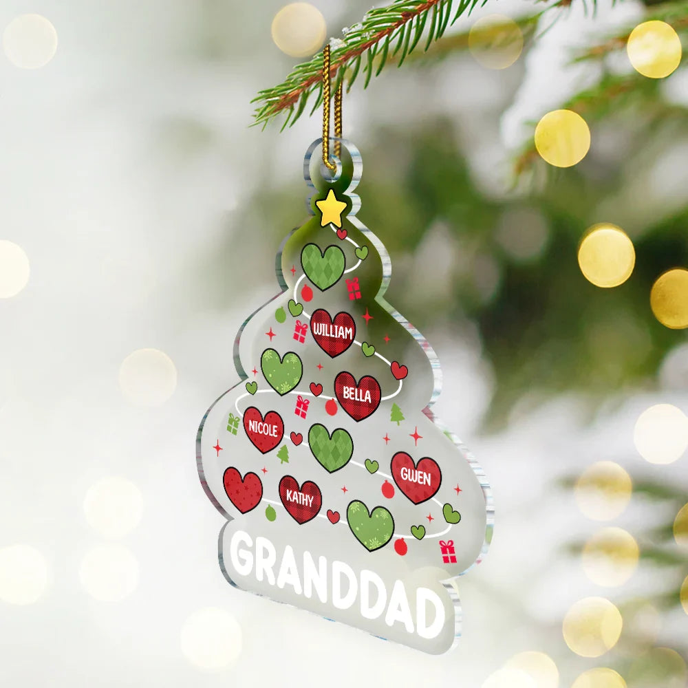 Christmas,Gift For Grandma,Gift For Grandpa,Gift For Mother,Gift For Father,Love - Grandma's Grandpa's Mom's Dad's Little Sweetheart - Personalized Custom Shaped Acrylic Ornament