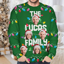 Christmas,Custom Photo,Family,Continue Shopping,Happy - Custom Photo Christmas Light Family Name - Personalized Unisex Ugly Sweater