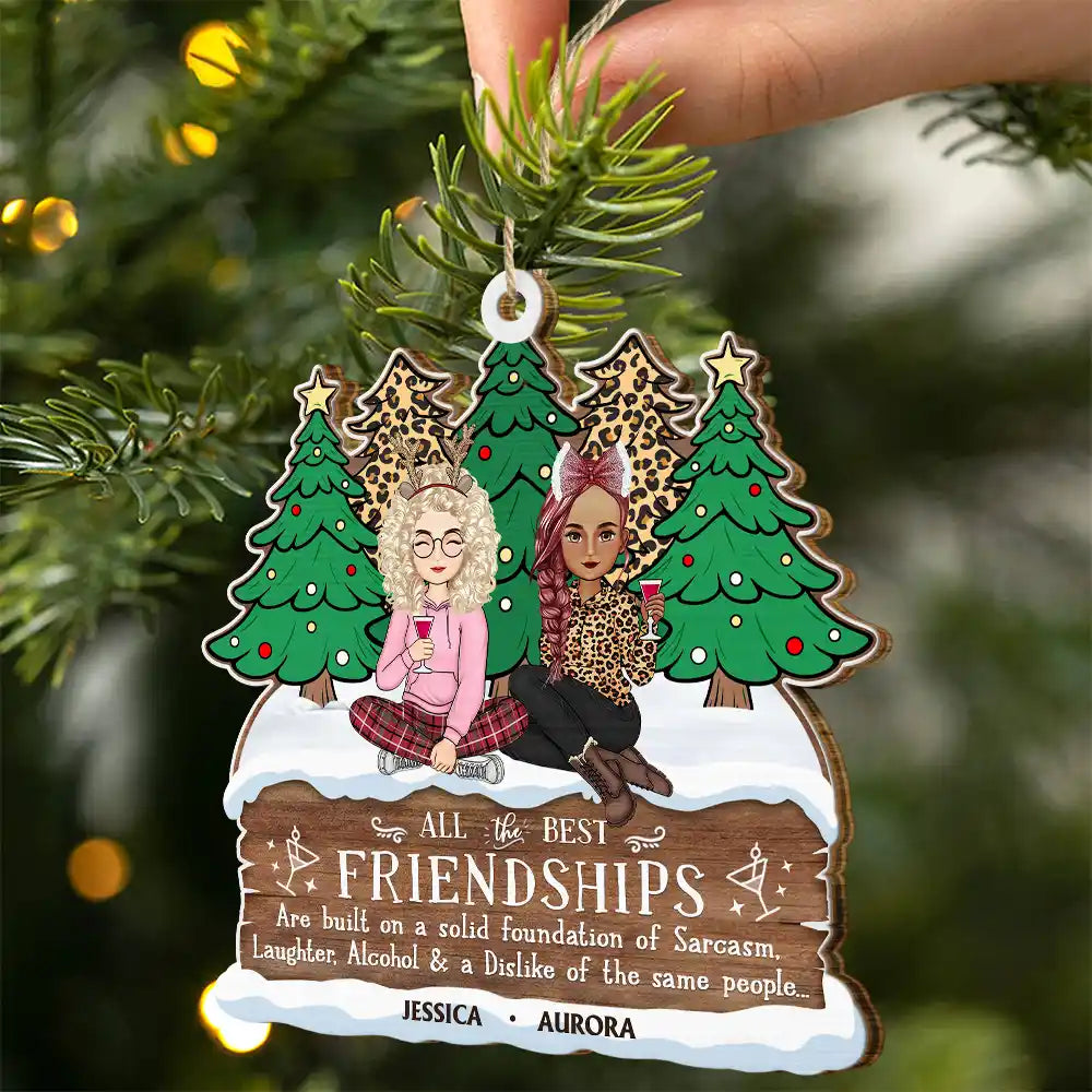 Gift For Bestie - Christmas All The Best Friendship - Personalized Custom Shaped Wooden Ornament