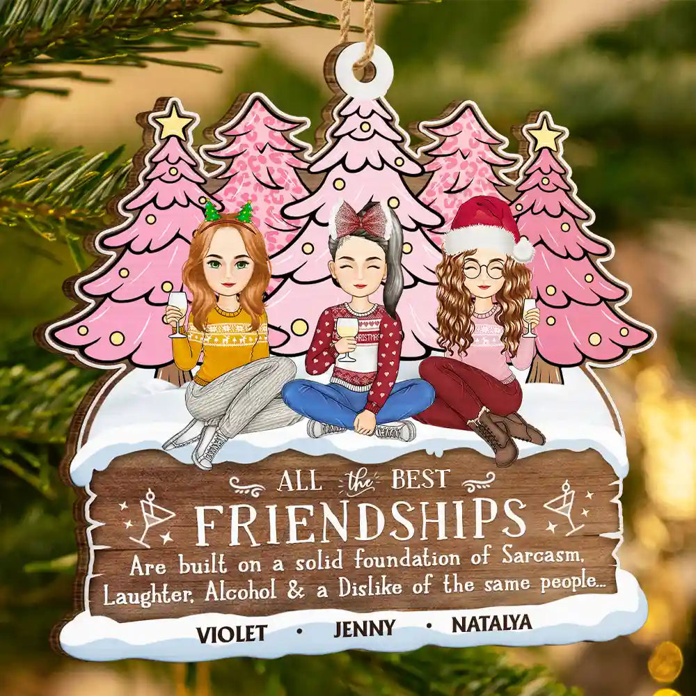 Gift For Bestie - Christmas All The Best Friendship - Personalized Custom Shaped Wooden Ornament