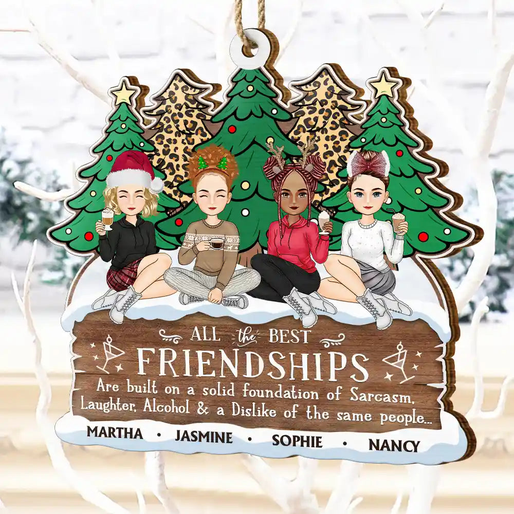 Gift For Bestie - Christmas All The Best Friendship - Personalized Custom Shaped Wooden Ornament