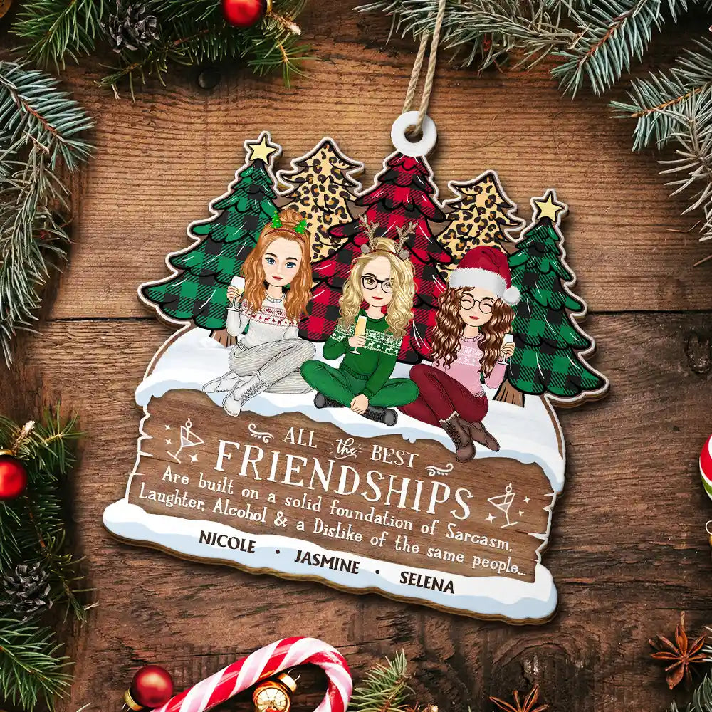 Gift For Bestie - Christmas All The Best Friendship - Personalized Custom Shaped Wooden Ornament