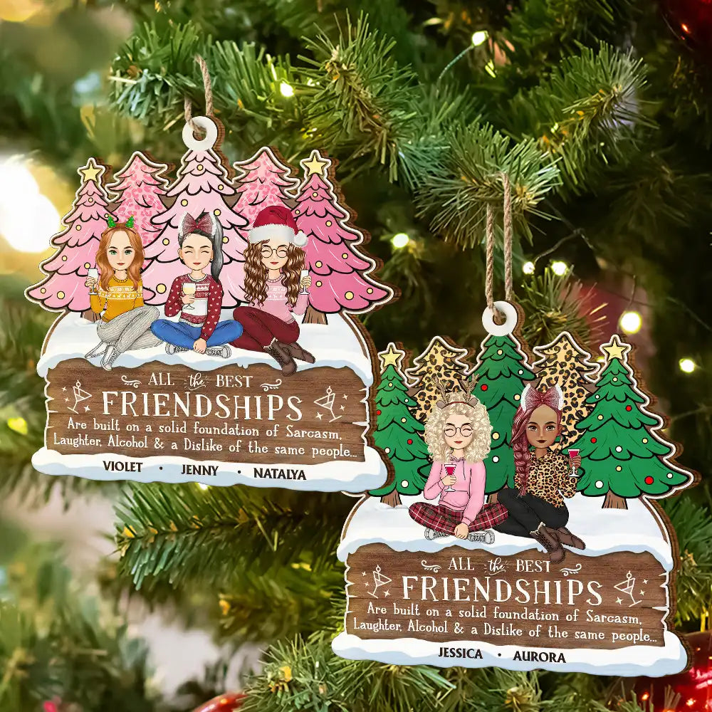 Gift For Bestie - Christmas All The Best Friendship - Personalized Custom Shaped Wooden Ornament