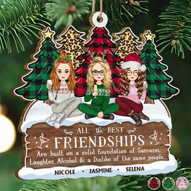 Gift For Bestie - Christmas All The Best Friendship - Personalized Custom Shaped Wooden Ornament