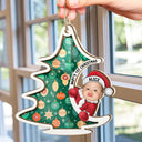 Gift For Kids, New Baby - Custom Photo Christmas Tree Baby Santa - Personalized Suncatcher Ornament