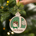 Gift For Kids - Christmas Kids Monogram - Personalized 2-Layered Wooden Ornament