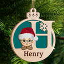 Gift For Kids - Christmas Kids Monogram - Personalized 2-Layered Wooden Ornament