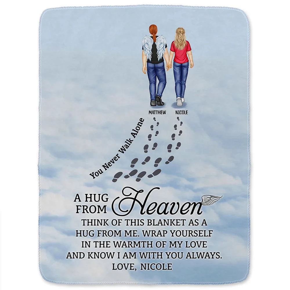 Christmas,Memorial,Family,Sad - A Hug From Heaven - Personalized Fleece Blanket, Sherpa Blanket