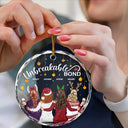 Christmas,Gift For Bestie,Happy - Christmas Bestie Unbreakable Bond - Personalized Circle Glass Ornament