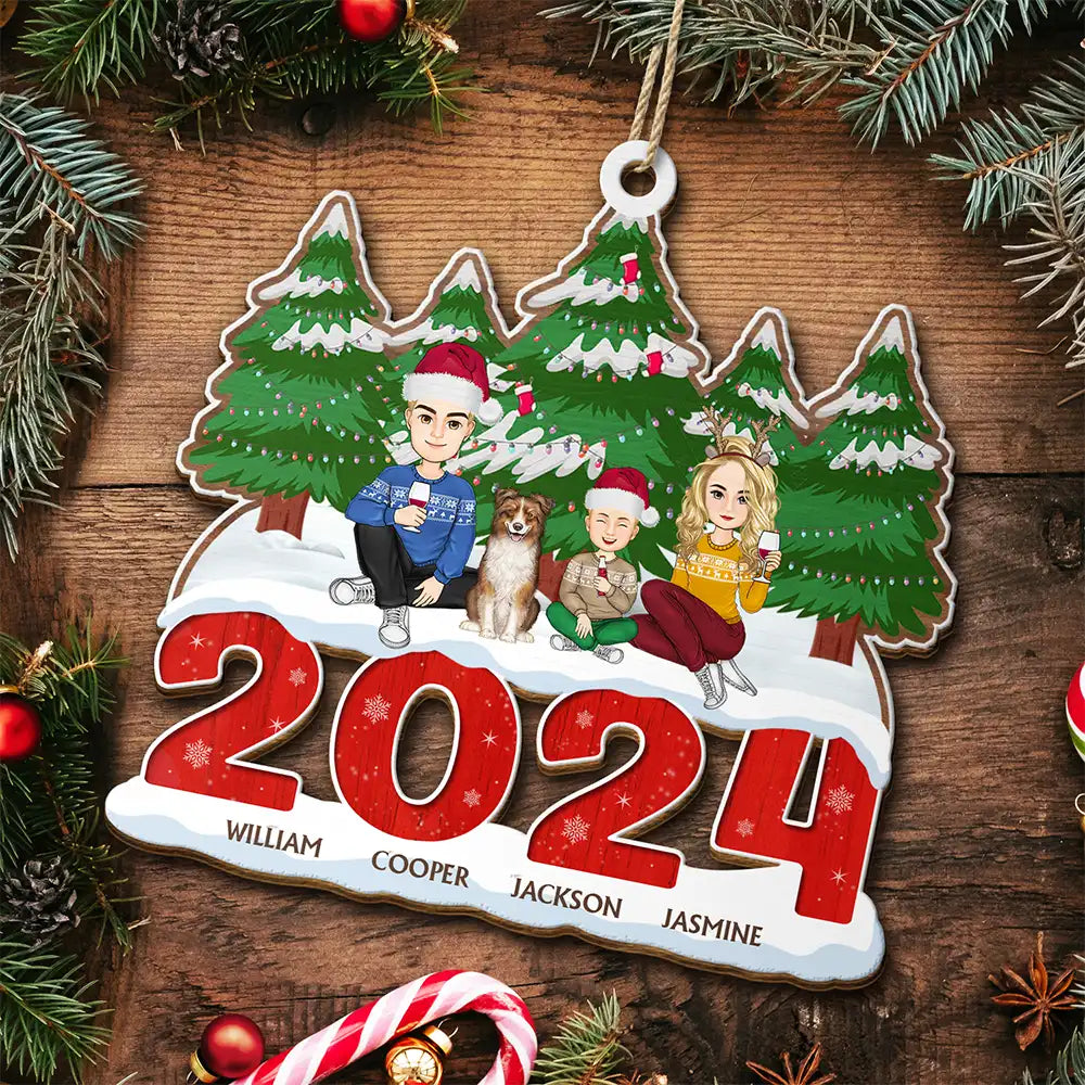 2024 Christmas Small Family A Whole Lot Of Love - Personalized Wooden Cutout Ornament