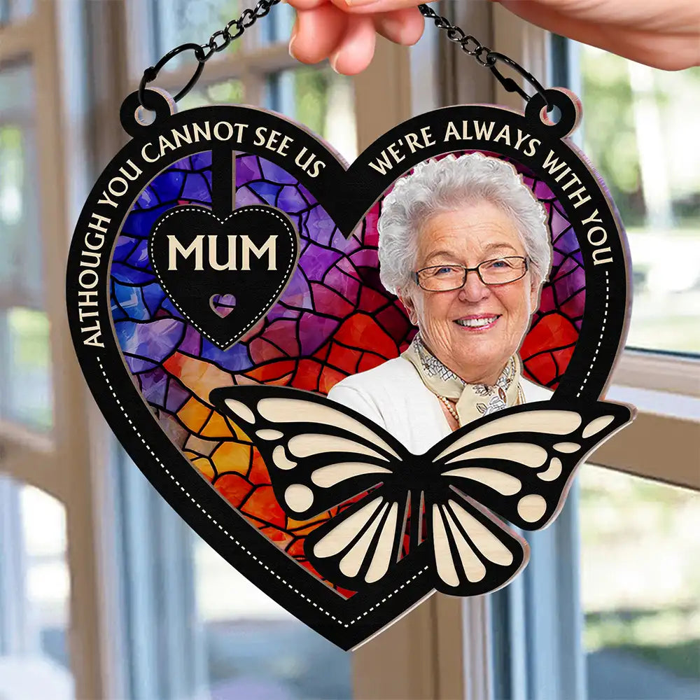 Memorial - Custom Photo Your Wings Were Ready - Personalized Window Hanging Suncatcher Ornament