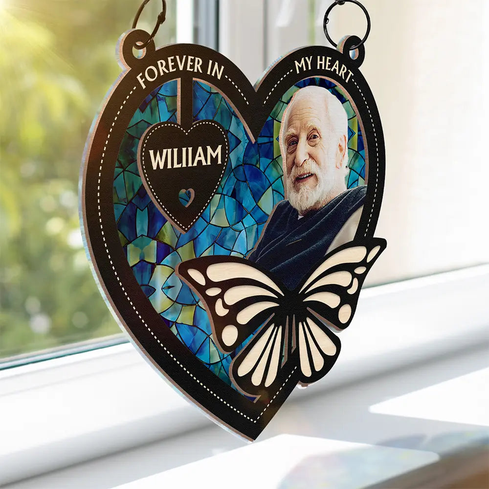 Memorial - Custom Photo Your Wings Were Ready - Personalized Window Hanging Suncatcher Ornament