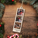 Family - Custom Photo Strip Family Christmas - Personalized 2-Layered Wooden Ornament