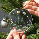 Gift For Sisters - Growing Birth Flower Sisters From The Same Garden - Personalized Circle Glass Ornament