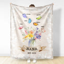 Gift For Grandma, Gift For Mother - Grandma Mom Est Butterfly - Personalized Fleece Blanket, Sherpa Blanket