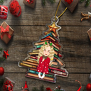 Reading, Gift For Yourself - Christmas Book Tree Reading Girl Boy - Personalized Custom Shaped Acrylic Ornament