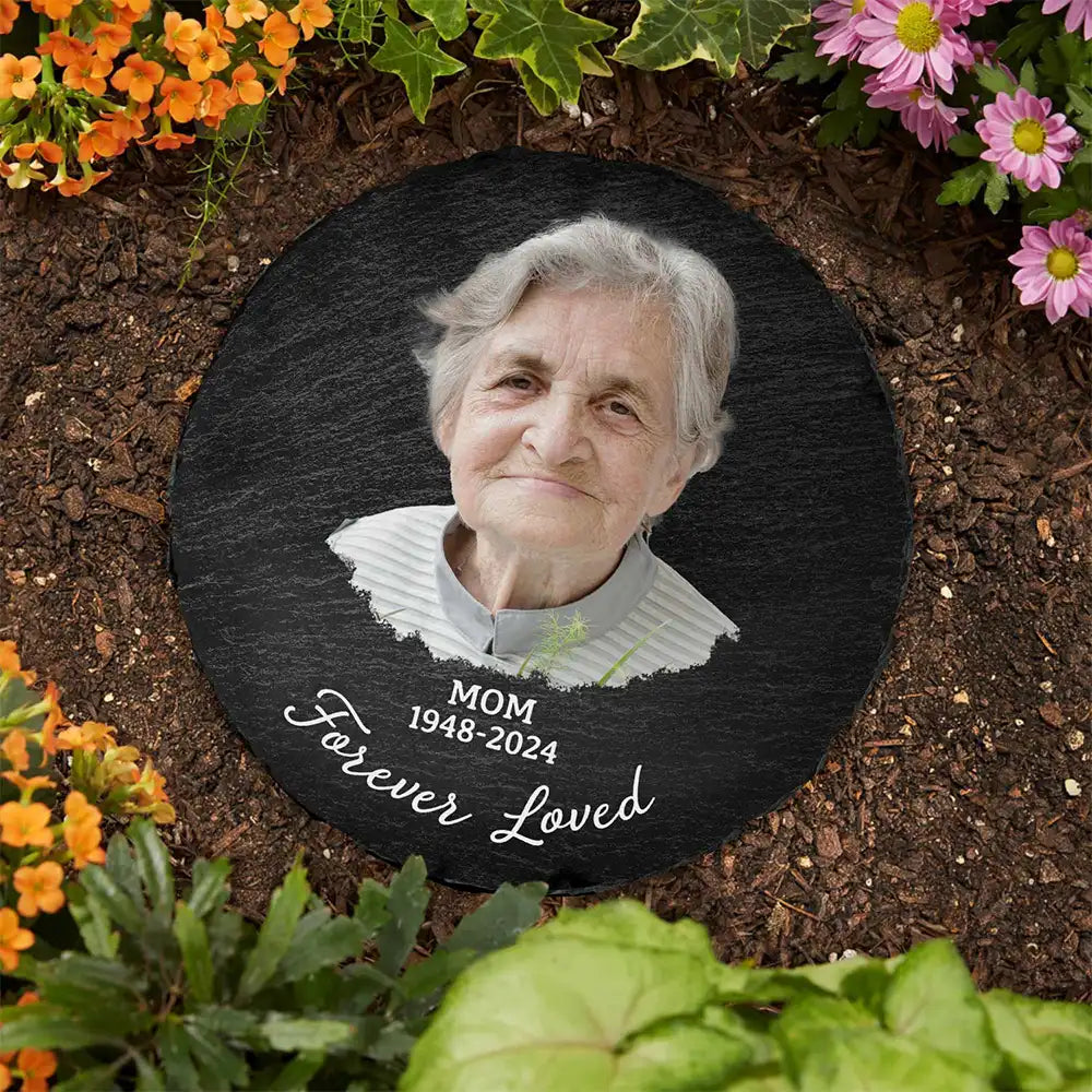 Family - Custom Photo Memorial Your Wings Were Ready - Personalized Circle Memorial Garden Stone