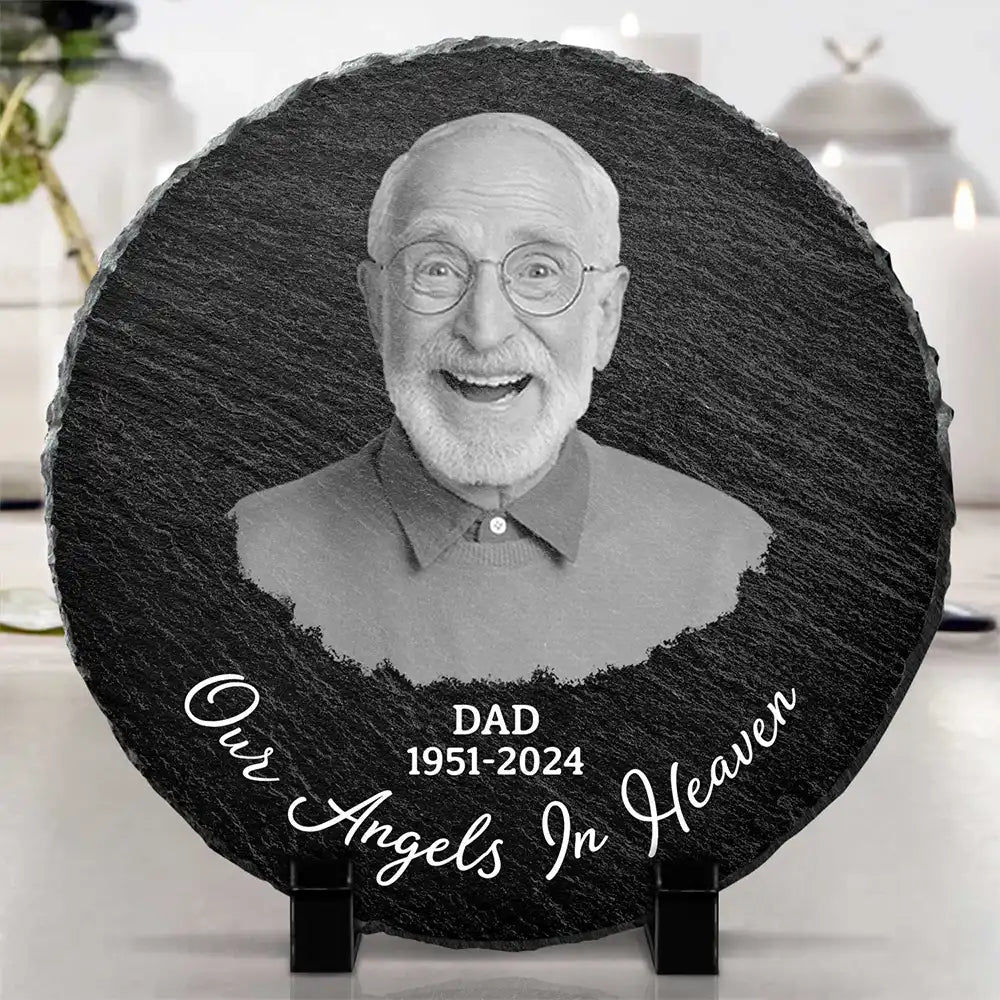 Family - Custom Photo Memorial Your Wings Were Ready - Personalized Circle Memorial Garden Stone