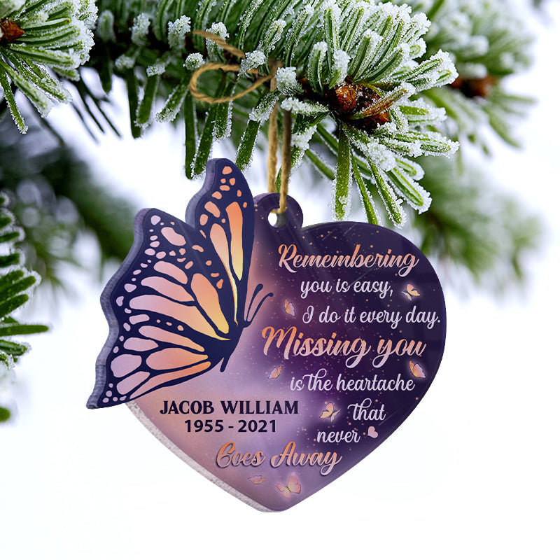 Missing You - Memorial Gift - Personalized Custom Heart Acrylic Ornament