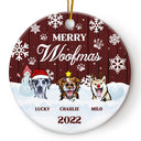 Merry Woofmas - Christmas Gift For Dog Lovers - Personalized Custom Circle Ceramic Ornament