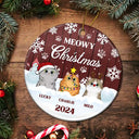 Meowy Christmas - Christmas Gift For Cat Lovers - Personalized Custom Circle Ceramic Ornament