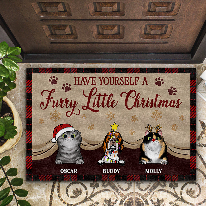 Furry Little Christmas - Christmas Gift For Pet Lovers - Personalized Custom Doormat