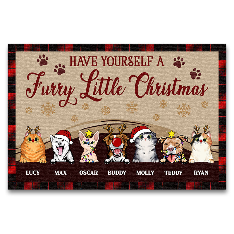 Furry Little Christmas - Christmas Gift For Pet Lovers - Personalized Custom Doormat